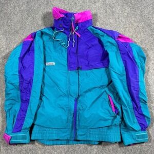 Vintage Columbia Criterion Jacket Womens Medium Teal Purple Pink Colorblock 90s